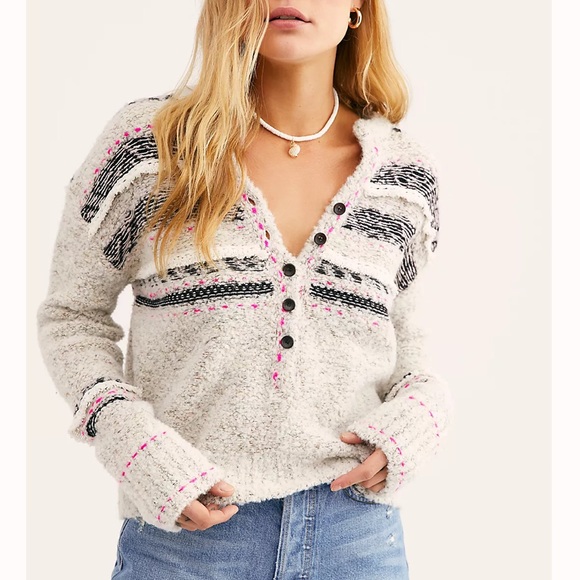 Free People Sweaters - Free People Alpaca Grey Henley Sweater